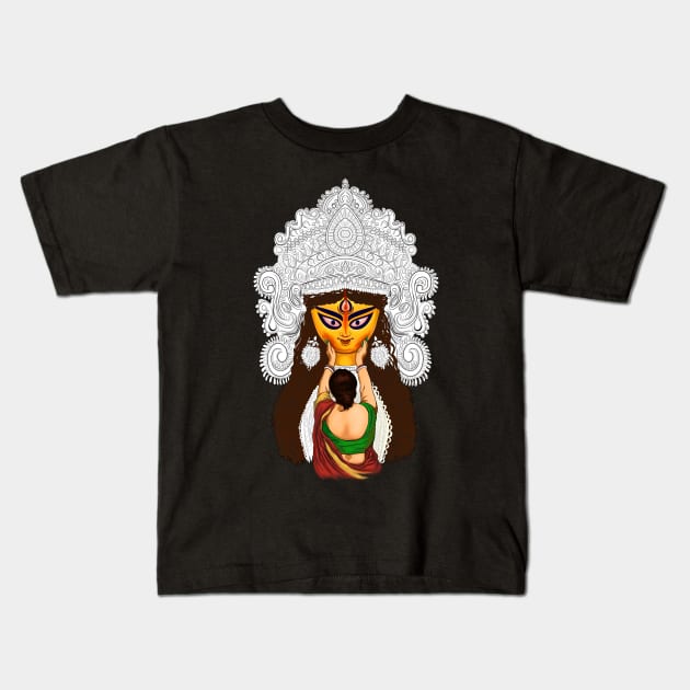 Maa Durga Durgatinashini - Durga Puja 2023 Collection Kids T-Shirt by BonGanze